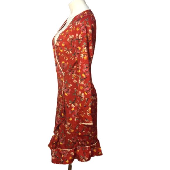 Free People Covent Floral Garden Midi Wrap Dress 6 - Picture 6 of 8